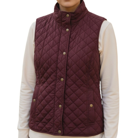 Talbots Jackets & Blazers - Talbots Women's Red Snap Button Fleece Lined Puffer Vest Size Large Petite (LP)